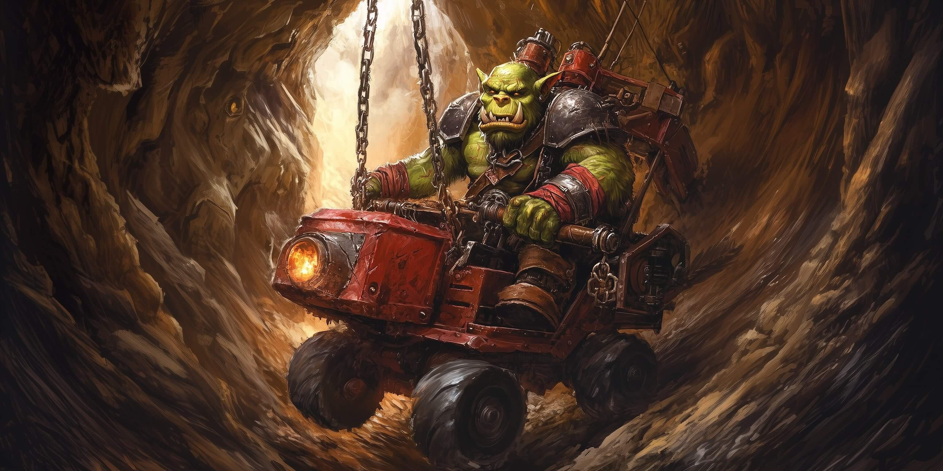 World of Warcraft orc in delve machine